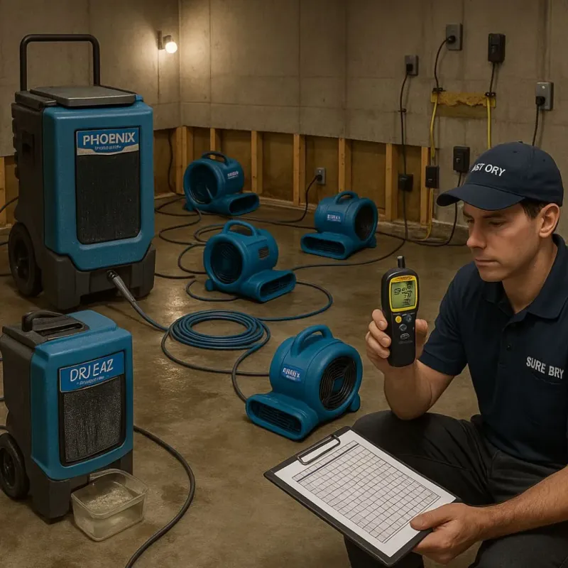 Structural Drying and Dehumidification process in Oak Leaf, TX